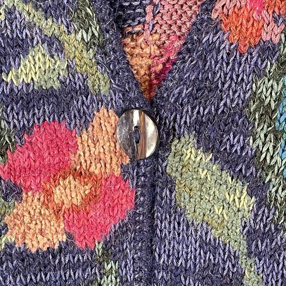 Peruvian Connection Blue Duster Alpaca Blend Cardigan Sweater Womens SIZE MEDIUM - Picture 6 of 13